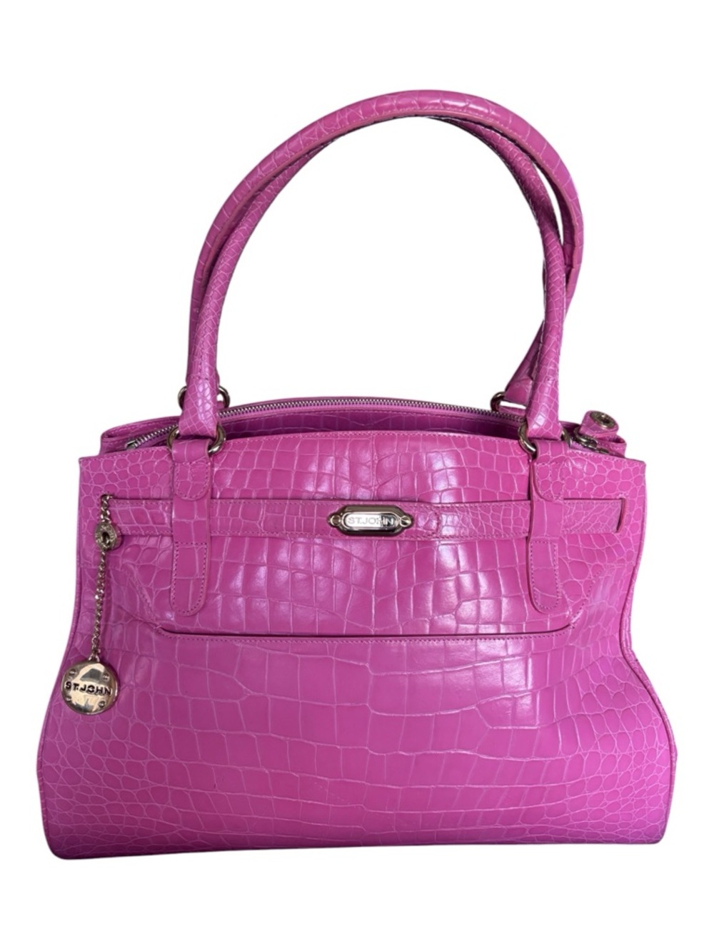 St. John Hot Pink Croc-Embossed Shoulder Bag - NWOT (storage wear)